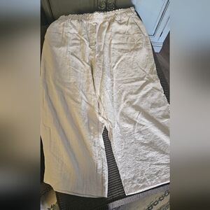 Women's Cream Croped Wide Leg Pants  Xl